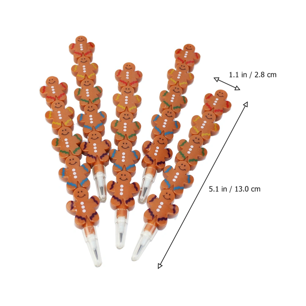 10 Pcs Xmas Plastic Stackable Pencils Gingerbread Pencils Xmas Stationery (Light Brown)