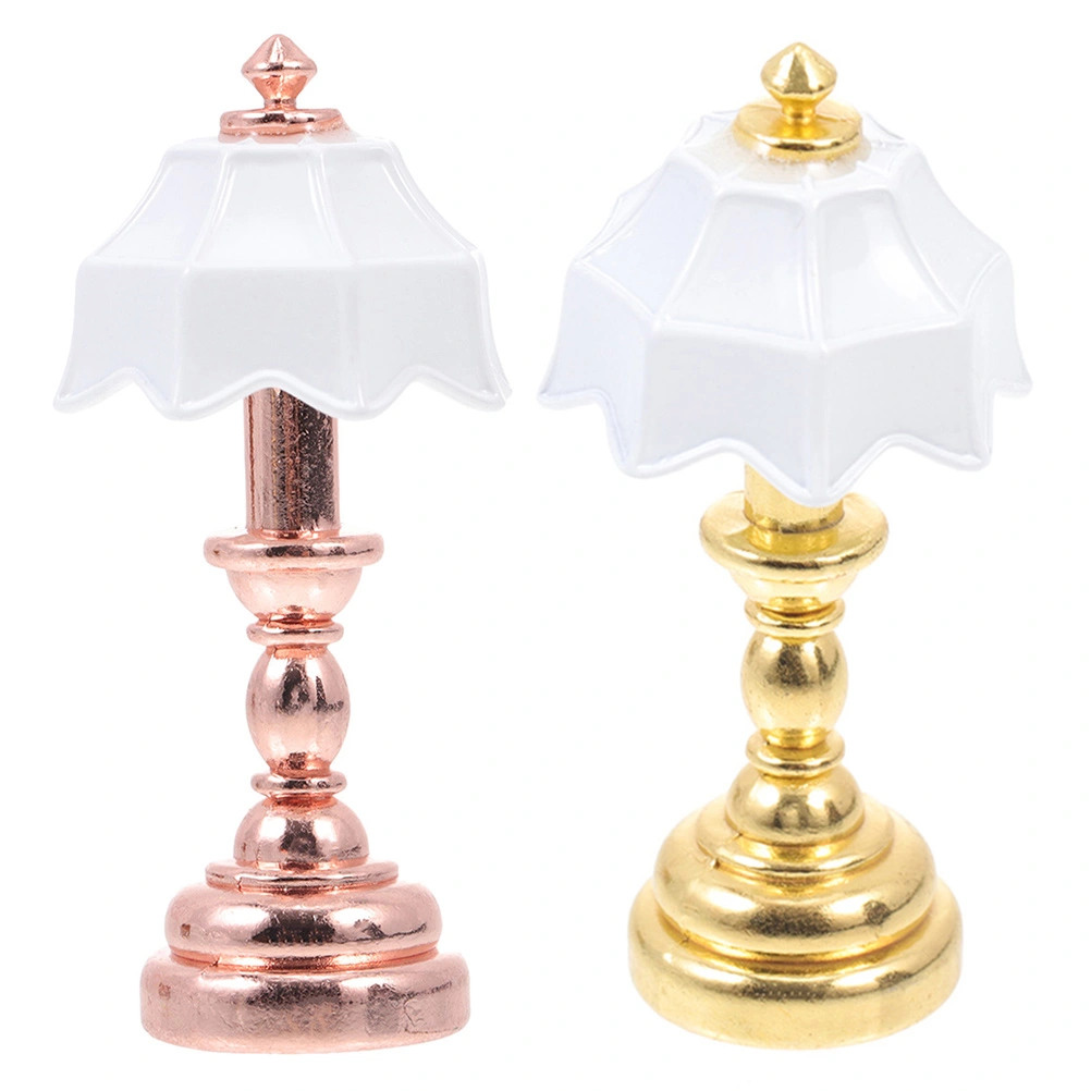 2Pcs Miniature Delicate Lamps Mini House Bedside Lamp Decorations Desktop Mini Lamp Decors