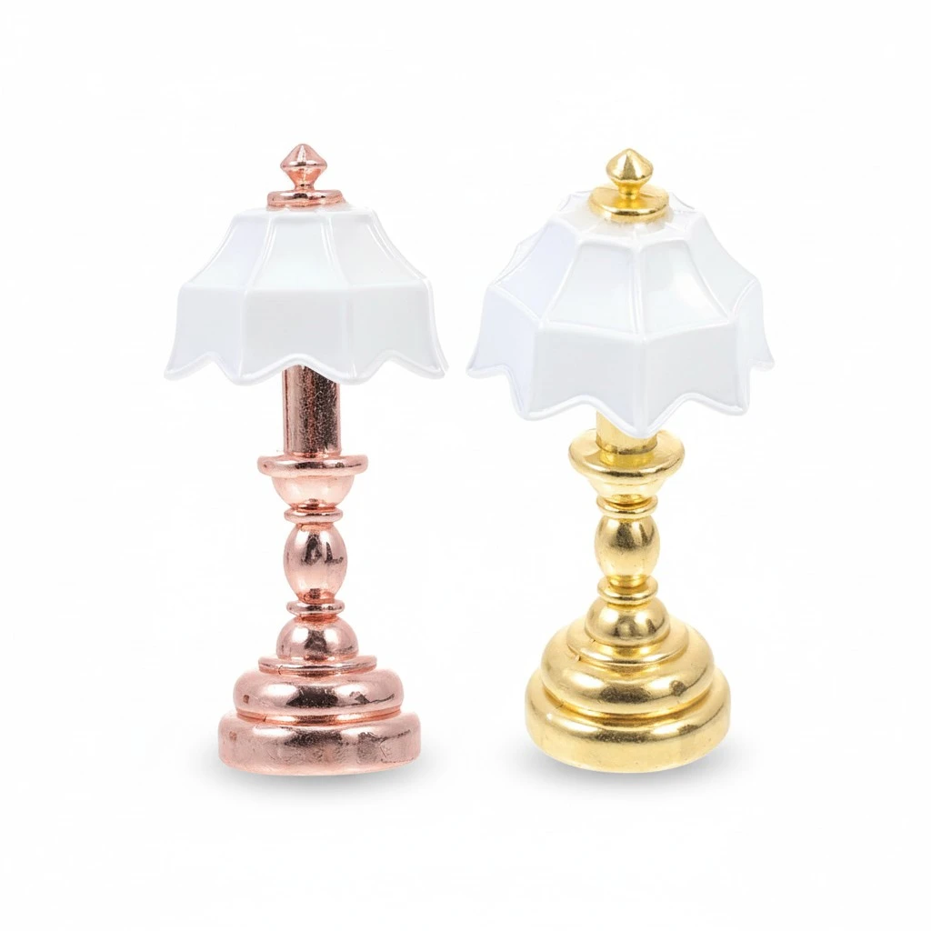 2Pcs Miniature Delicate Lamps Mini House Bedside Lamp Decorations Desktop Mini Lamp Decors