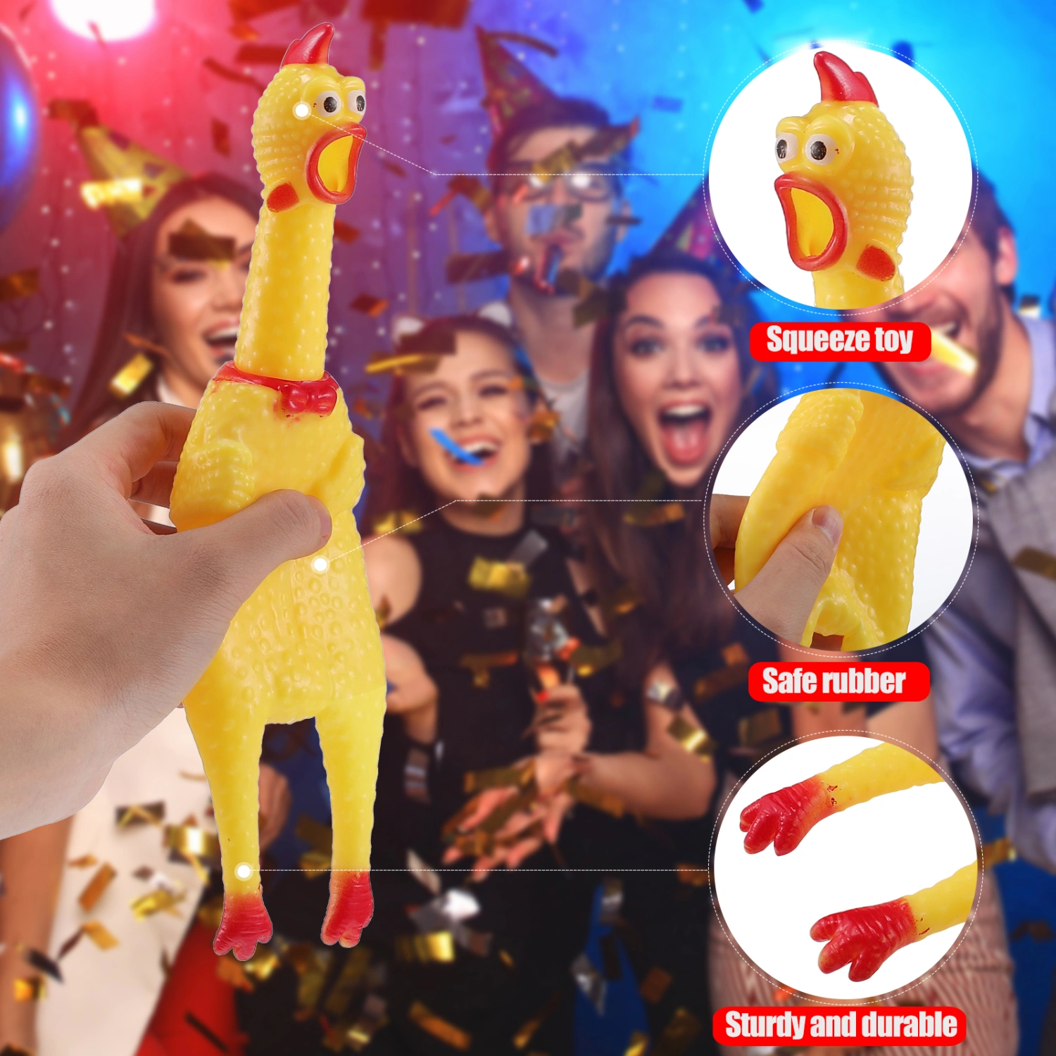 Toyvian Rubber Squawking Chicken Toy Novelty Screaming Chicken Squeeze Toy for Pets Kids