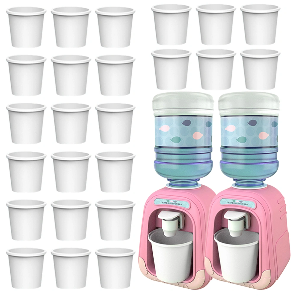 1 Set of Mini Water Dispenser Toy Lifelike Cartoon Water Dispenser with Paper Cups Pretend Toys