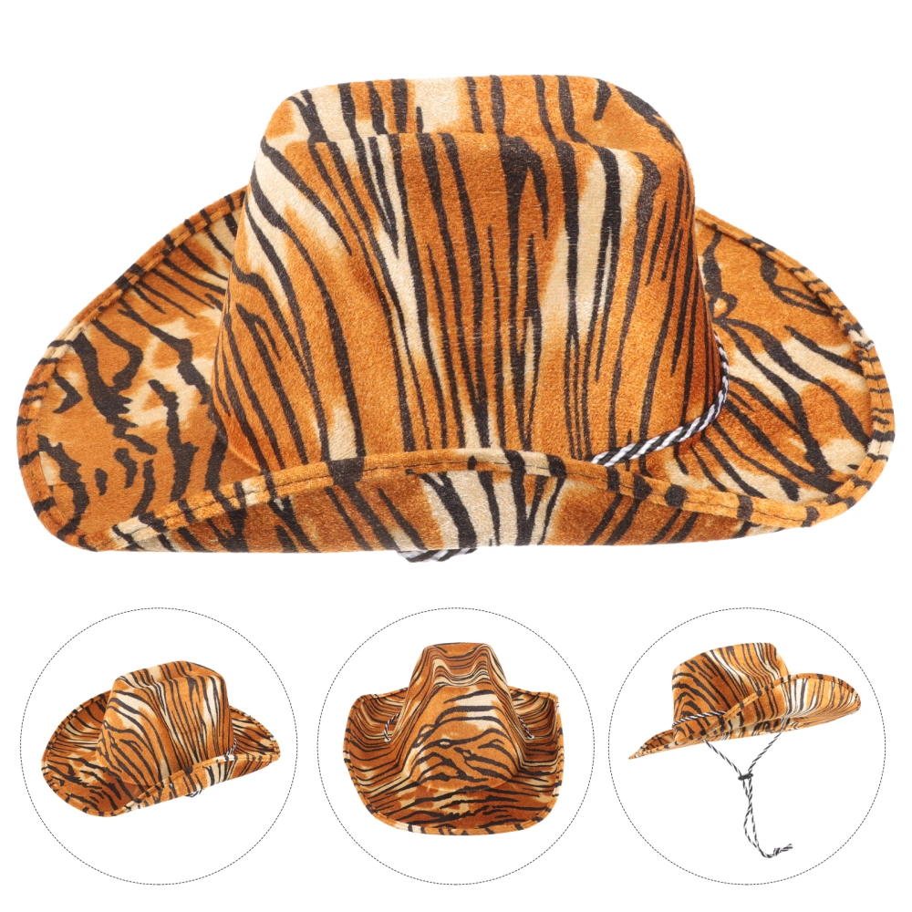 Tiger Cowboy Hat Animal Theme Novelty Faux Tiger Print Cowboy Hat Party Decorative Hat