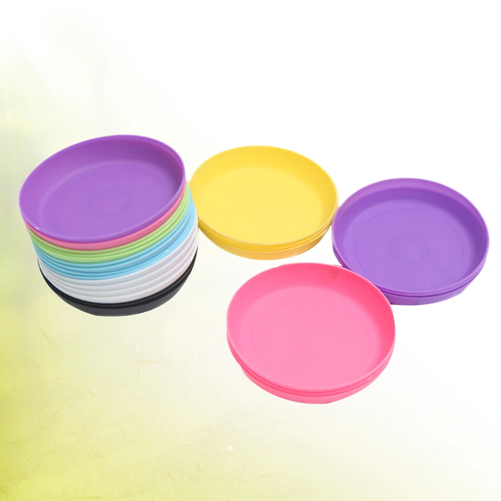 20pcs Succulent Plant Pot Saucer Round Plastic Tray Flowerpot Water Plate for Garden Balcony (Random Color)