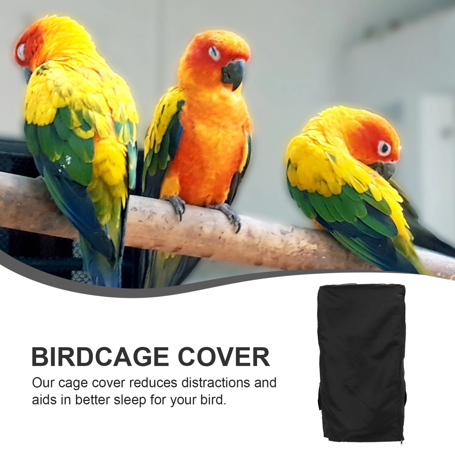 Dust-proof Birdcage Cover Parrot Cage Protection Tool  Bird Cage Protector (Black)