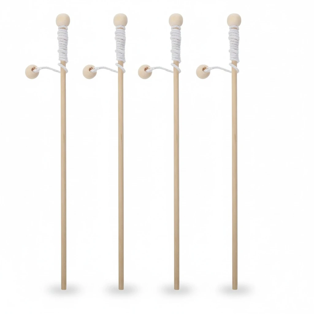 4pcs Wooden Magnetic Fishing Poles Wood Fishing Rod for Kindergarten Kids