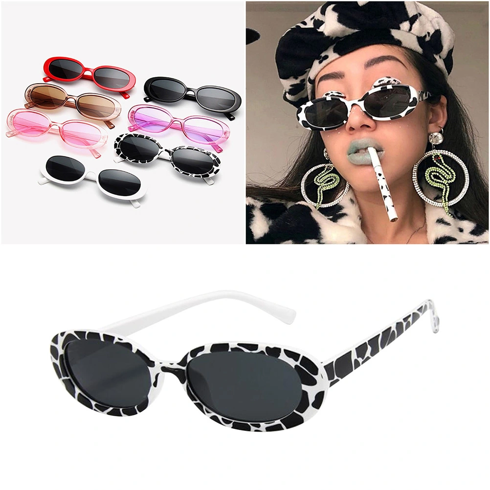 Trendy Cow Color Small Frame Eyeglasses Oval Spotted Sunglasses for Women Girls Kids