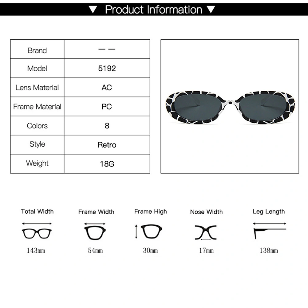 Trendy Cow Color Small Frame Eyeglasses Oval Spotted Sunglasses for Women Girls Kids