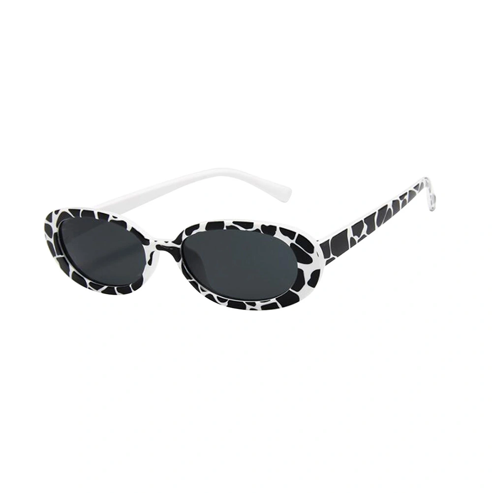Trendy Cow Color Small Frame Eyeglasses Oval Spotted Sunglasses for Women Girls Kids