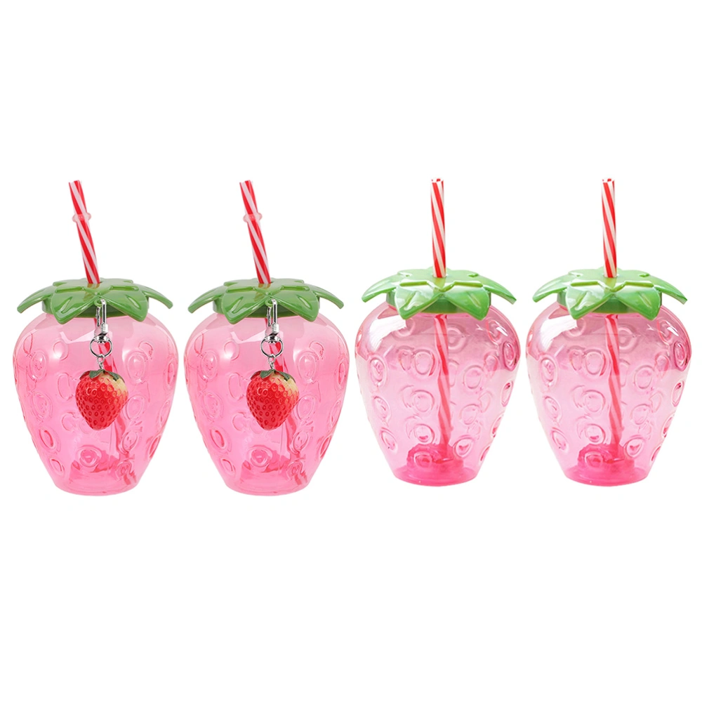 4pcs Girls Fruit Straw Cups Adorable Strawberry Cups Fashion Drinking Cups