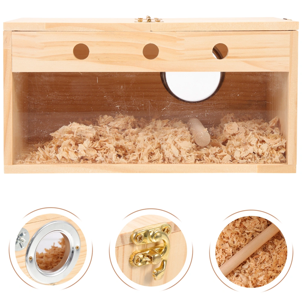 Wooden Bird House Parrot Breeding Box Bird Nesting Box Wooden Parakeet Nest Parrot Accessory