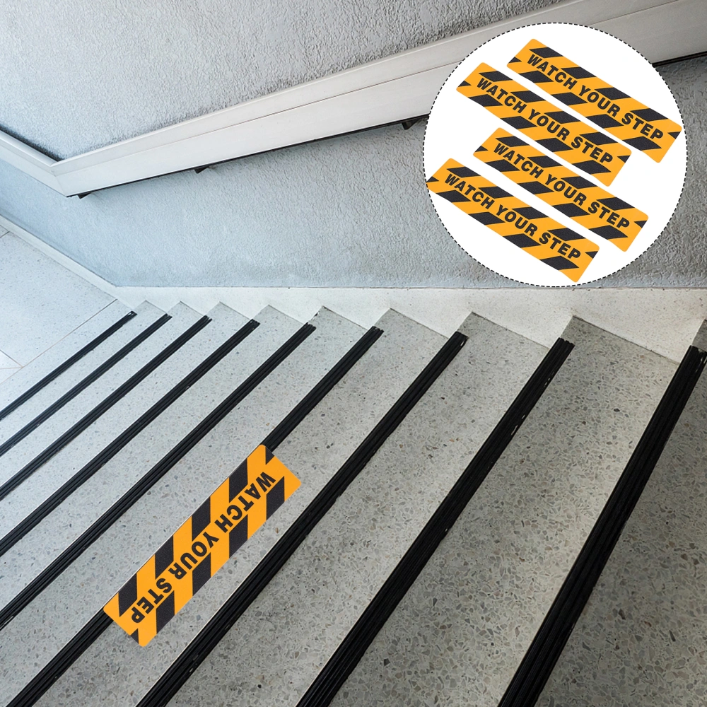 2pcs Caution Warning Stickers Anti-slip Caution Decals Watch Your Step Warning Stickers