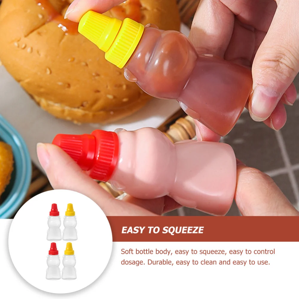 4pcs Mini Sauce Bottles Tiny Squeeze Bottles Household Squeeze Bottles For Sauce