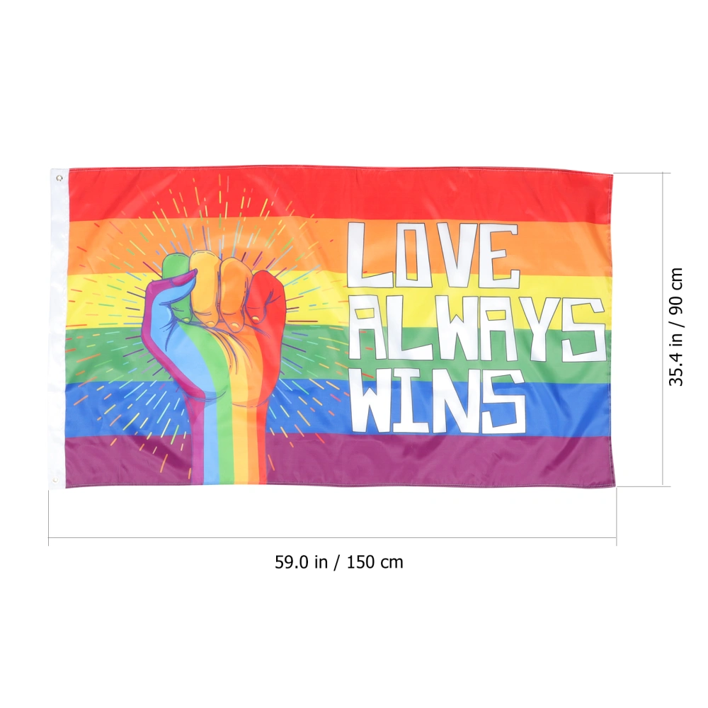  Fist Pattern Rainbow Color Flag Fist Pattern Love Always Win Rainbow Color Fade Resistant Flag