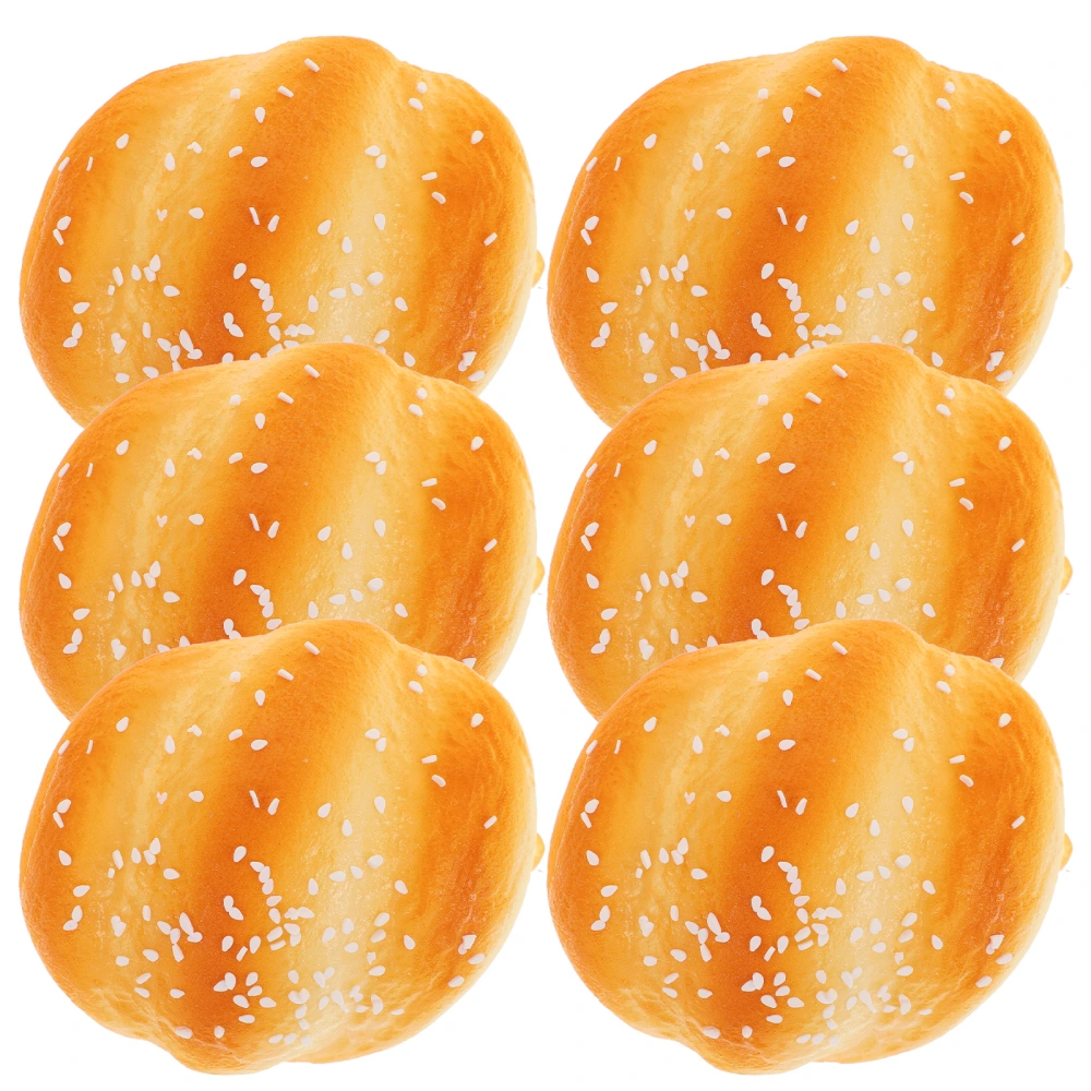 6pcs PU Sesame Roll Bread Model Simulation Bread Toy Photo Props Home Cake Shop Decor