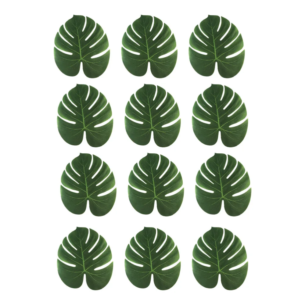 12Pcs Artificial Monstera Leaf Shape Placemats Tropical Palm Leaves Party Decor