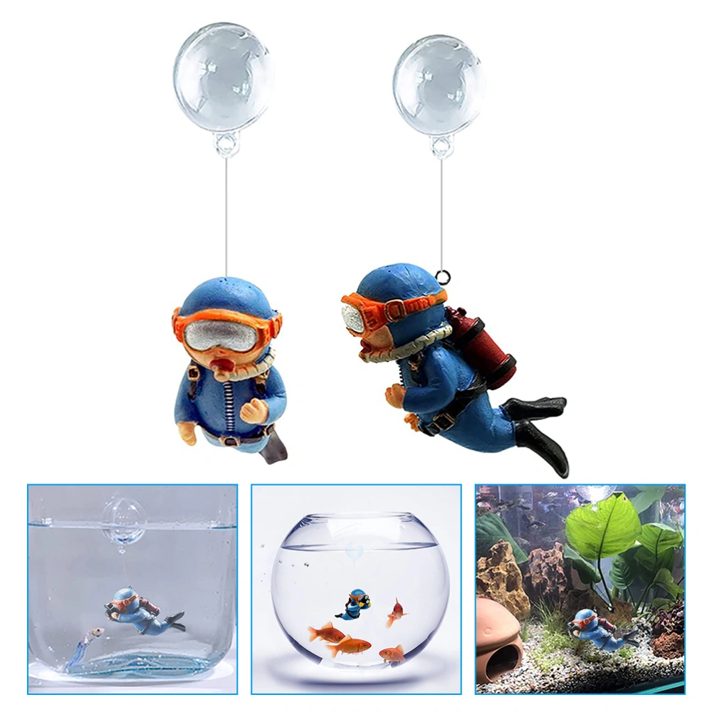 2Pcs Floating Aquarium Divers Floating Fish Tank Decorations Floating Diver Ornaments