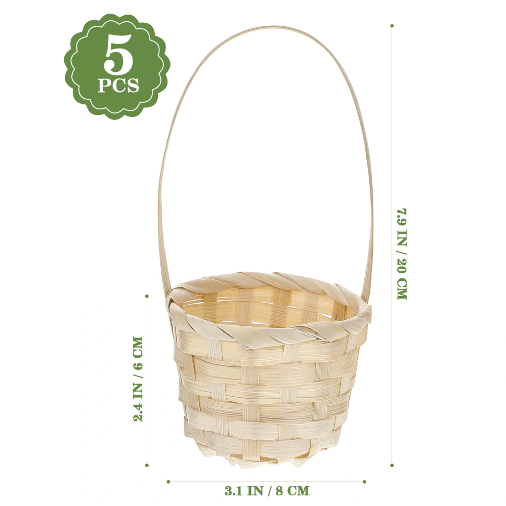 5pcs Bamboo Weaving Baskets Empty Flower Baskets Wedding Flower Girl Baskets Decorative Woven Baskets