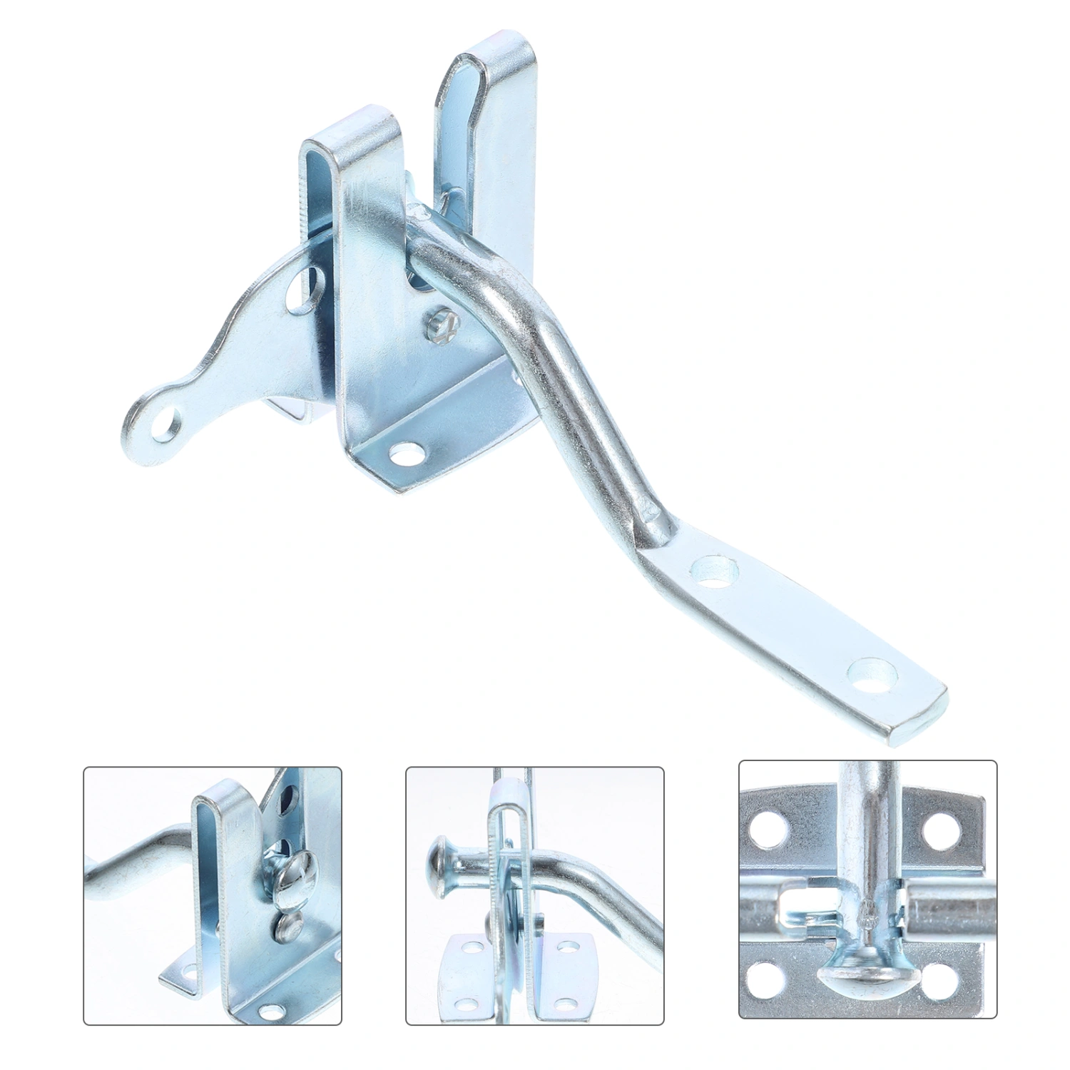 Gate Lock Anto Locking Electroplated Carbon Steel Hasp Latch auto Door lock for Garden Fencing Pasture Farm (Silver)