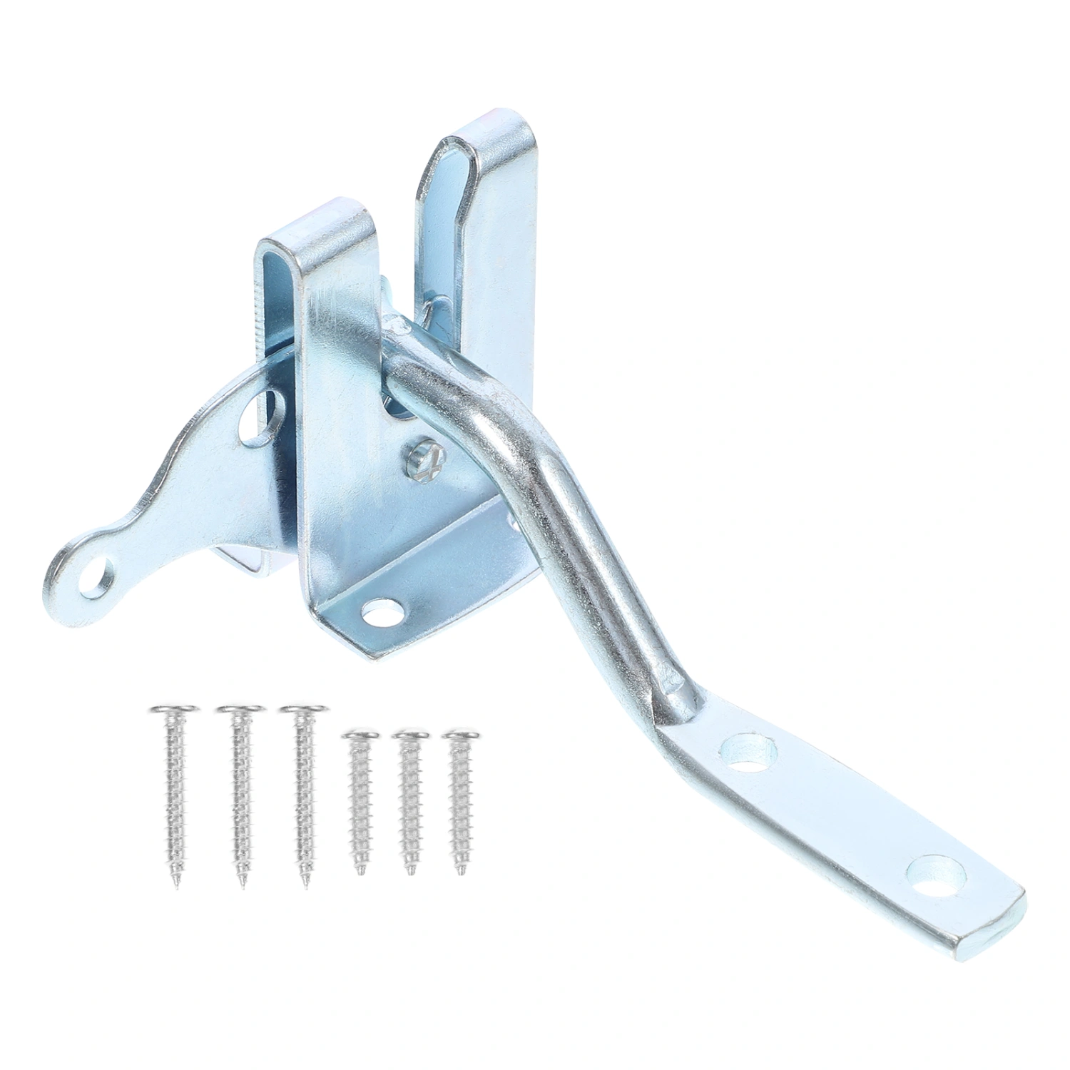 Gate Lock Anto Locking Electroplated Carbon Steel Hasp Latch auto Door lock for Garden Fencing Pasture Farm (Silver)