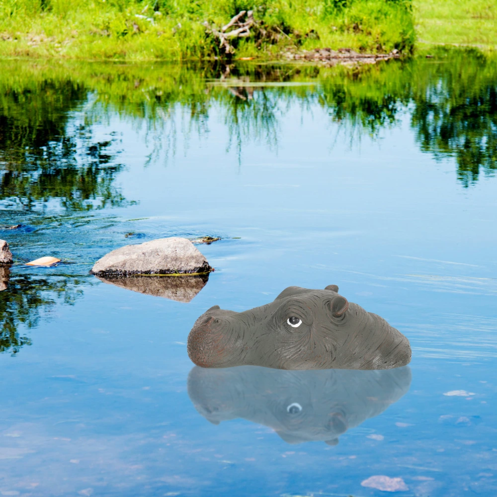 Simulation Floating Hippo Head Pond Decor Resin Craft Hippo Head Figurine Pond Floating Decoration