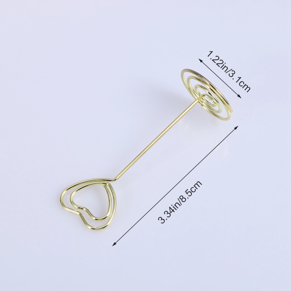 6 Pcs Gold Heart Shape Photo Holder Stands Table Number Holders Place Paper Menu Clips for Weddings (Golden)