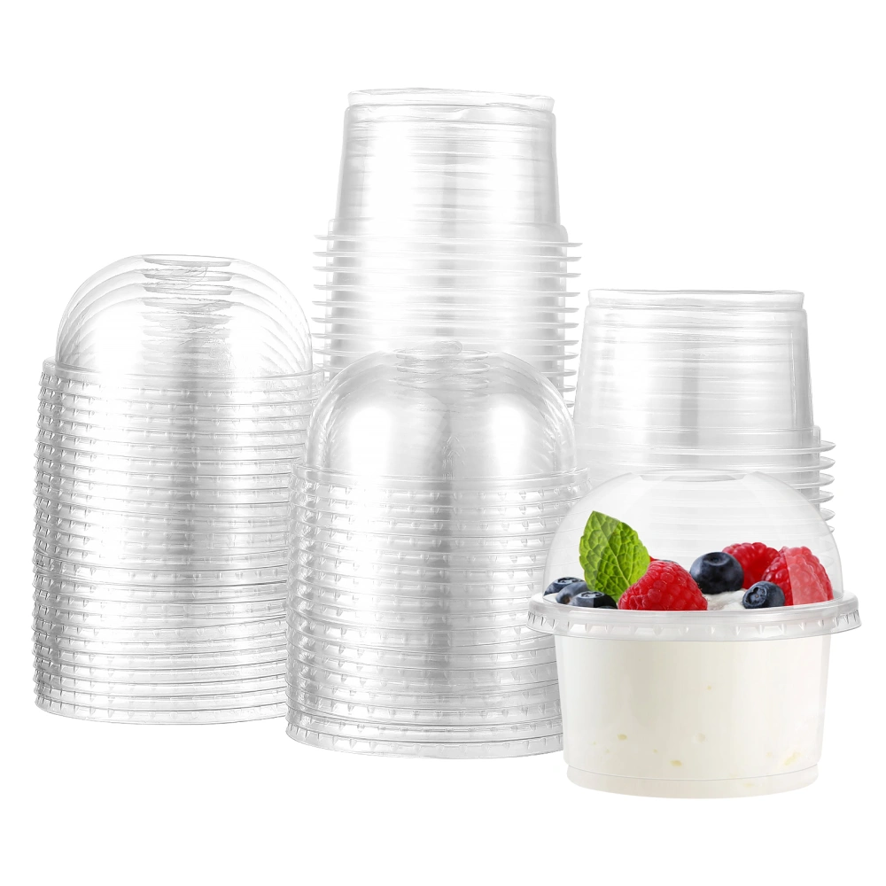 50pcs Disposable Plastic Cups Fruit Dessert Cups Clear Salad Parfait Cups with Lids (250ml)