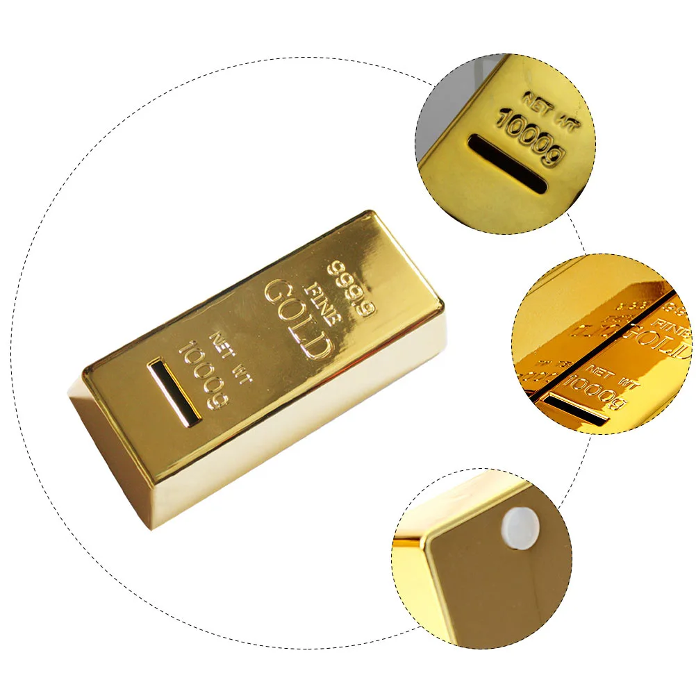1pc Gold Brick Piggy Bank Money Saving Pot Chic Piggy Bank Coin Saving Pot