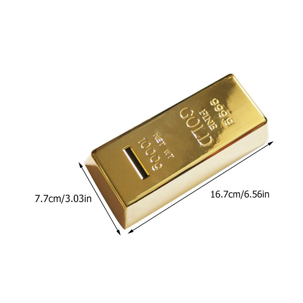 1pc Gold Brick Piggy Bank Money Saving Pot Chic Piggy Bank Coin Saving Pot