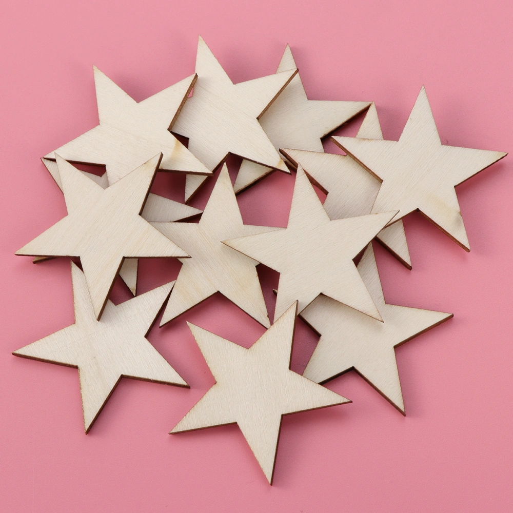 50 Pcs Unfinished Star Shape Wood Cutout Chips Wooden Slices for Arts Crafts Ornaments 40mm