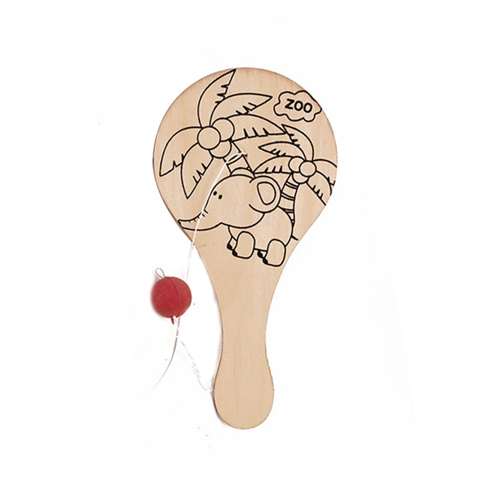 10PCS Hand-Painted Wooden Racket Kids Ball Game Props Children Cartoon DIY Painting Graffiti Toy for Kindergarten (Mixed Style)