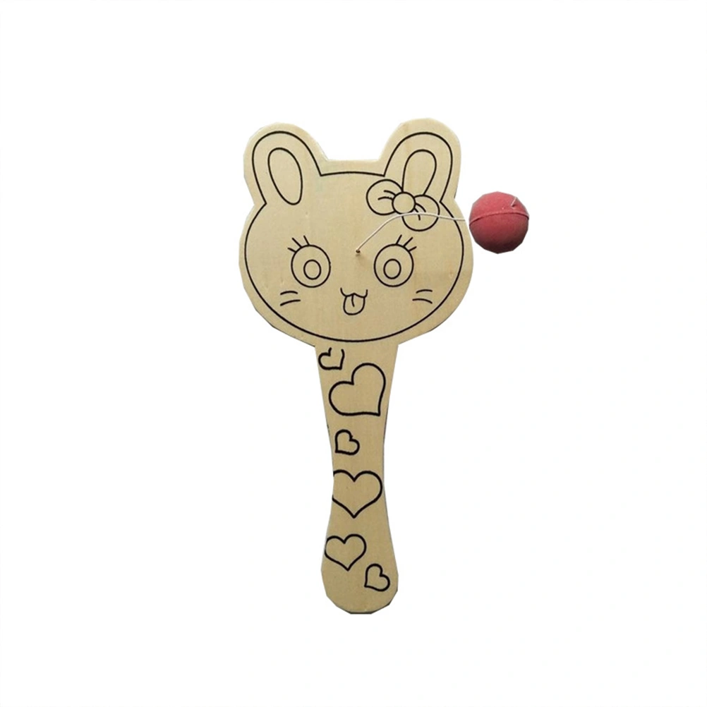 10PCS Hand-Painted Wooden Racket Kids Ball Game Props Children Cartoon DIY Painting Graffiti Toy for Kindergarten (Mixed Style)