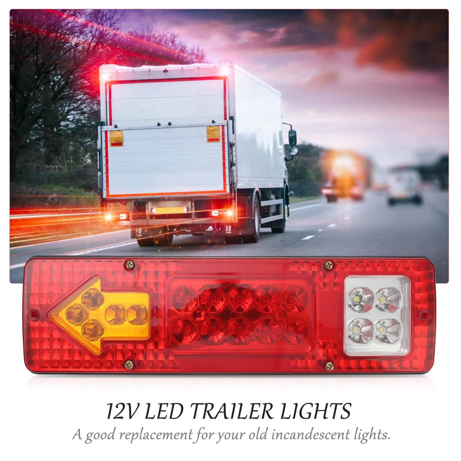 2pcs Trailer Tail Light 12V LED Trailer Lights Signal Running Lamp for Trucks Trailers