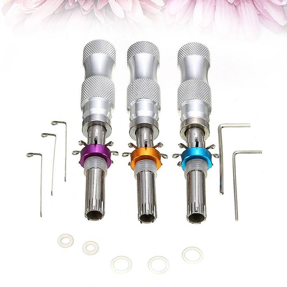 3pcs Locksmith Tools 7 Pin Advanced Lengthened Tubular Lock Pick Set for Padlock Tool Cross Pick Tubular Pick (Random Color)