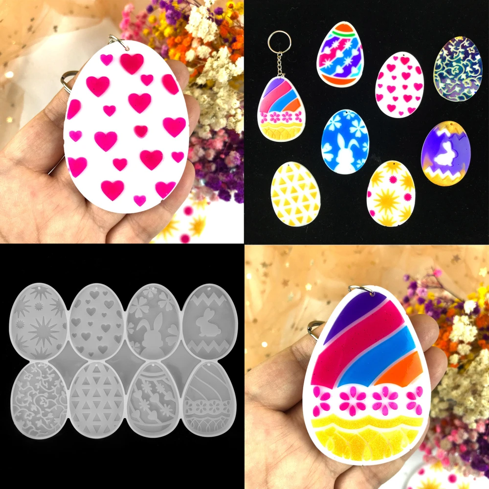 Easter Bunny Egg Keychain Mold Easter Egg Key Ring Mold DIY Hanging Decoration Mold