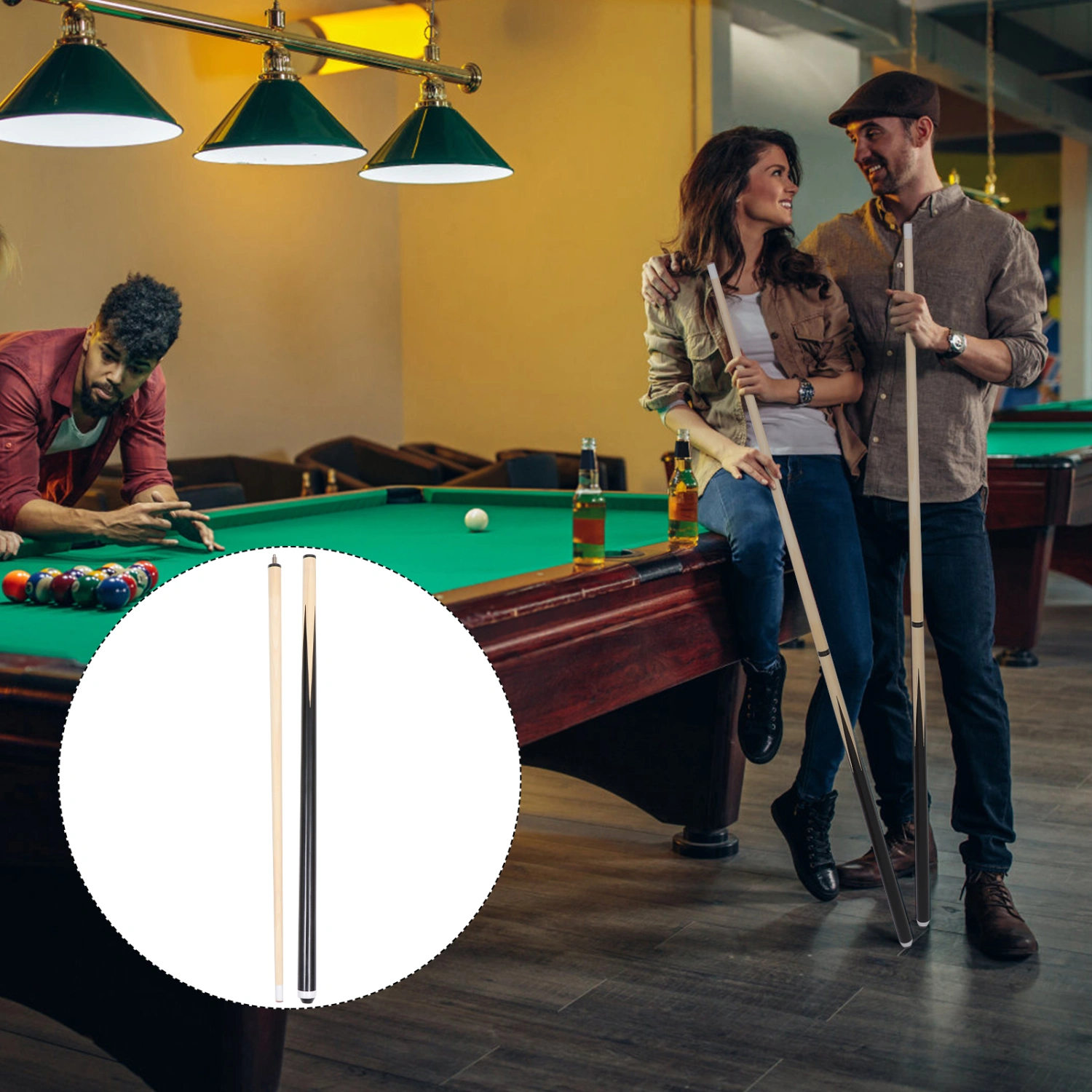 1Pcs Pool Cue New 58" Billiard House Bar Pool Cue Sticks (Random Color)