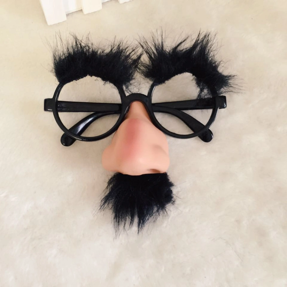 Classic Disguise Prop Fuzzy Nose Glasses with Eyebrow and Mustache Prank Tool