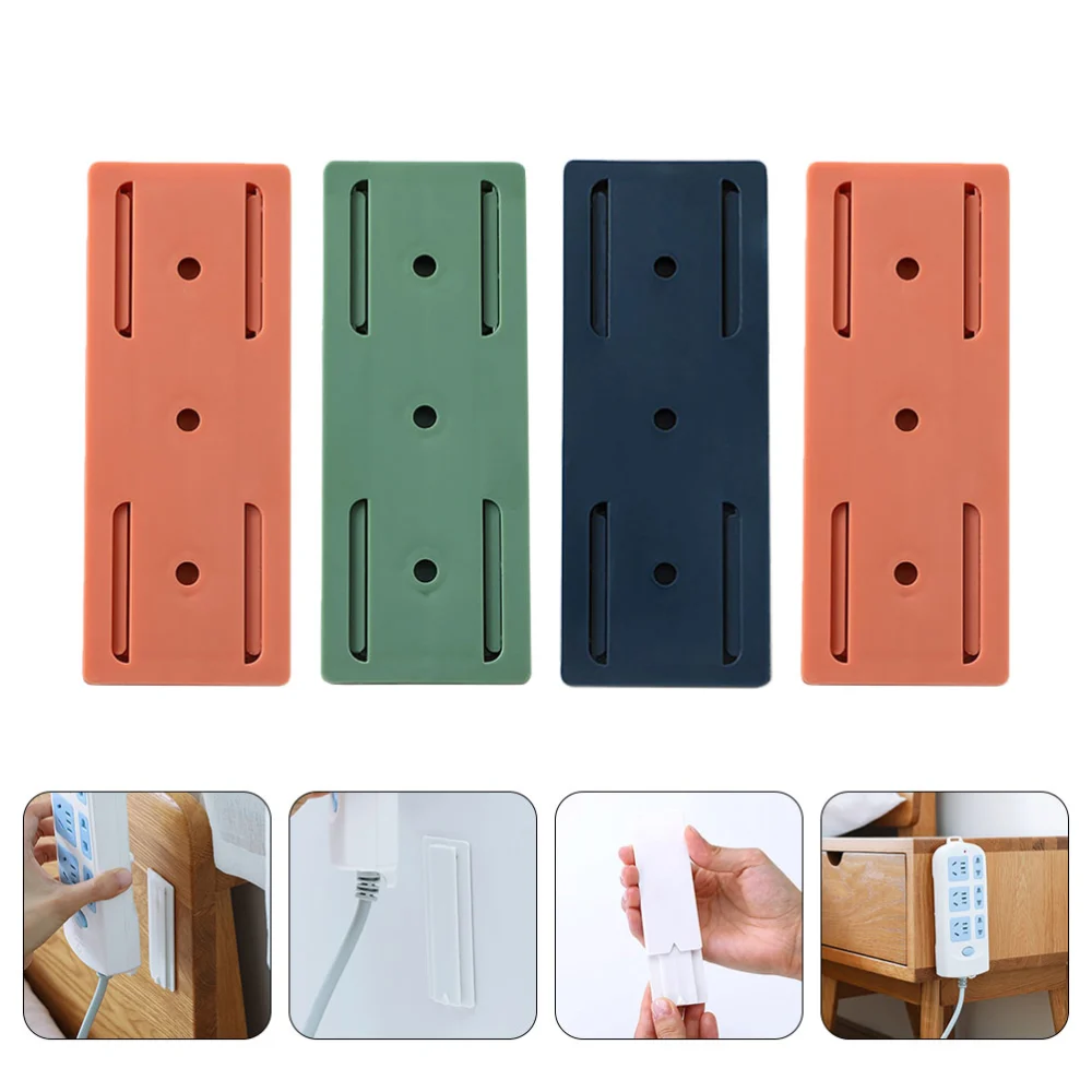 4Pcs Power Strip Wall Mount Fixator Holders Strips Cable Organizer(Random Color)