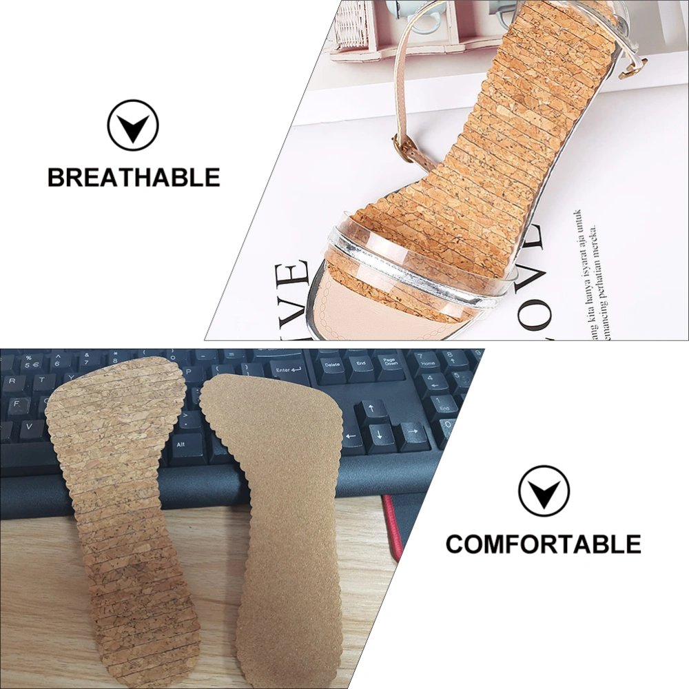 2 Pairs Cork Insoles Adhesive Shoe Insoles Shoes Inserts Female Insoles