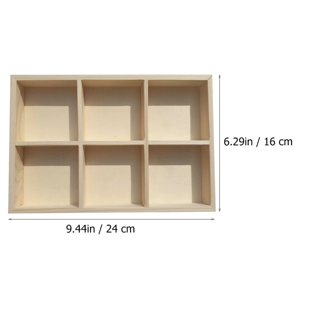 1pc Wooden 6-grid Pigment Storage Box Wooden Painting Stick Storage Container