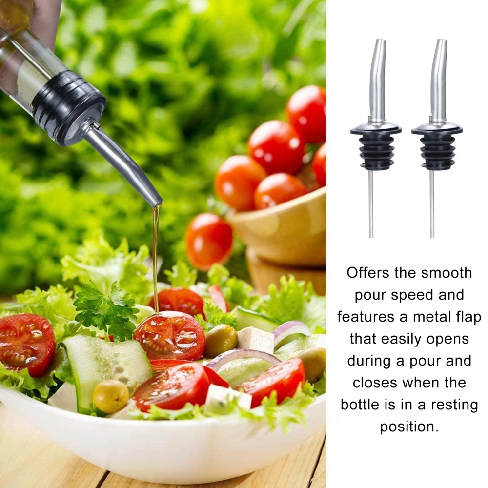 6pcs Stainless Steel Olive Oil Free Flow Pourers Liquor Bottle Pourer Wine Spout Dispenser with Covers