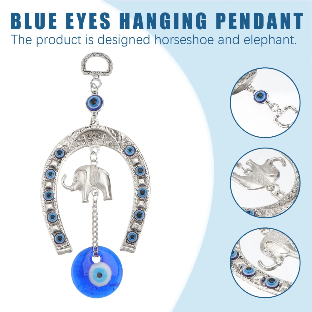 Blue Eyes Hanging Pendant Horseshoe Elephant Shape Pendant Blessing Decor