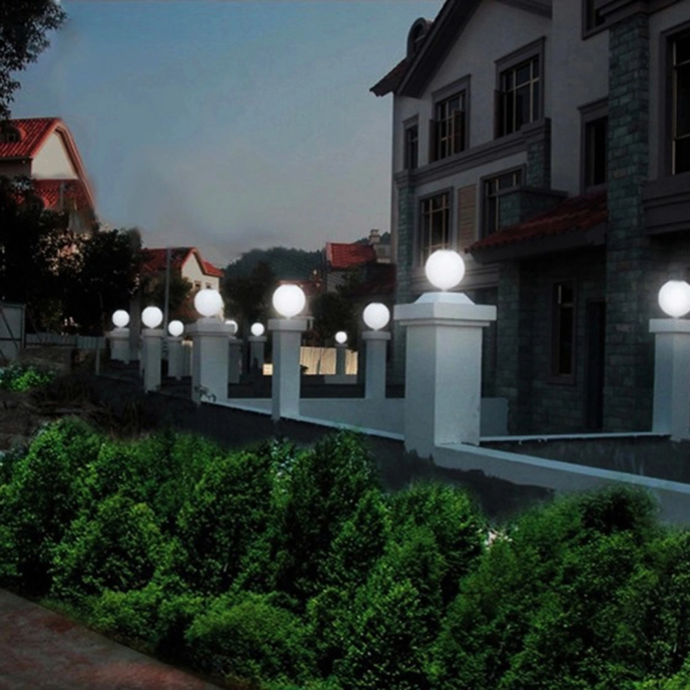 LED 200MM Solar Wall Pillar Lamp Outdoor Round Ball Round Light(White)