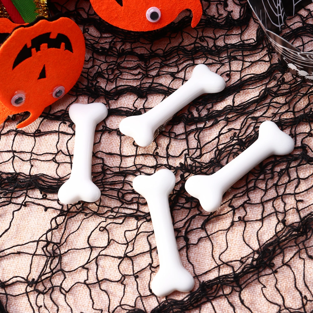 4pcs Halloween Hair Clips Artificial Dog Bone Hairpins Luminous Bobby Hair Accessories for Kids Girls