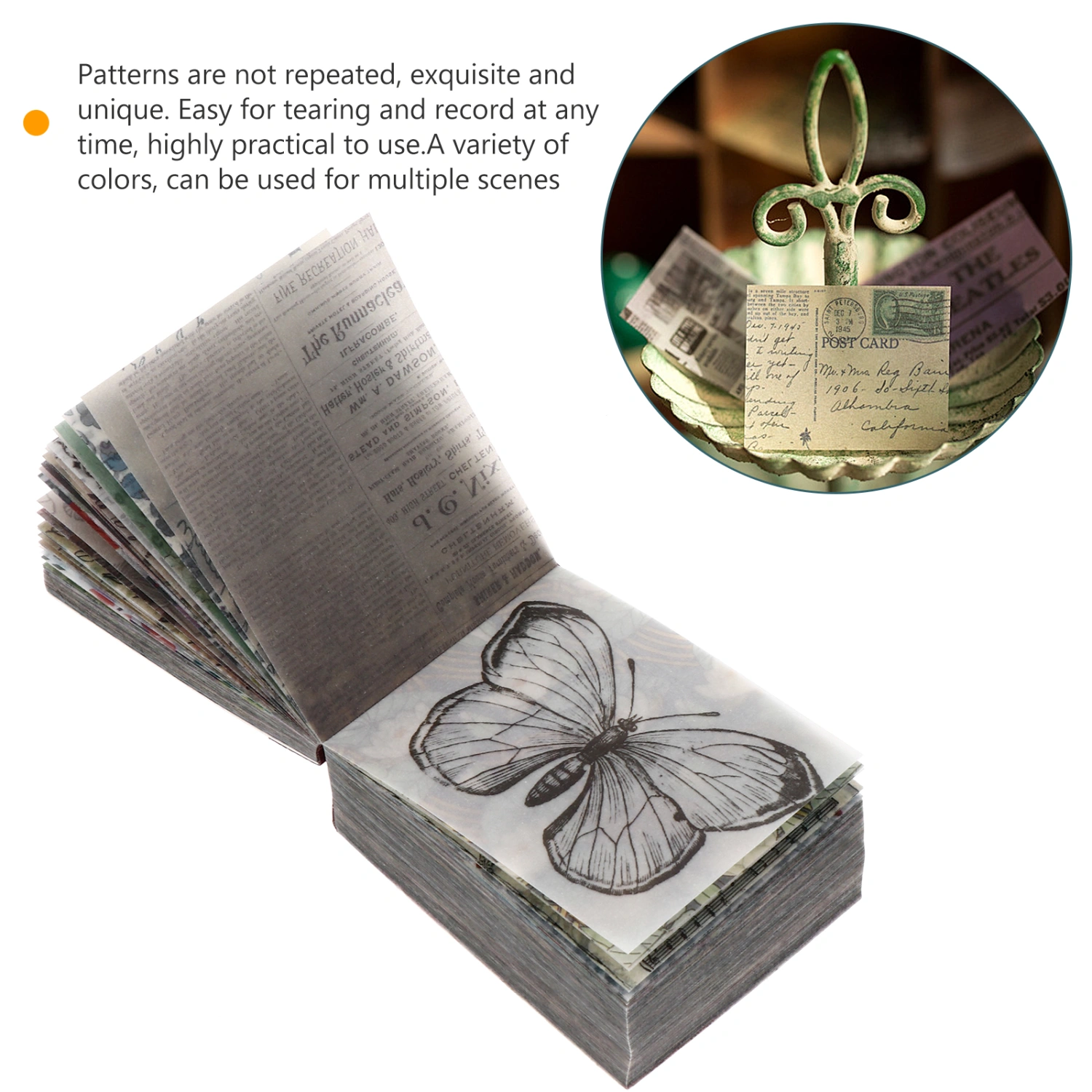 1 Book Vintage Paper Decorative DIY Scrapbooking Retro Material Paper(365 sheets)