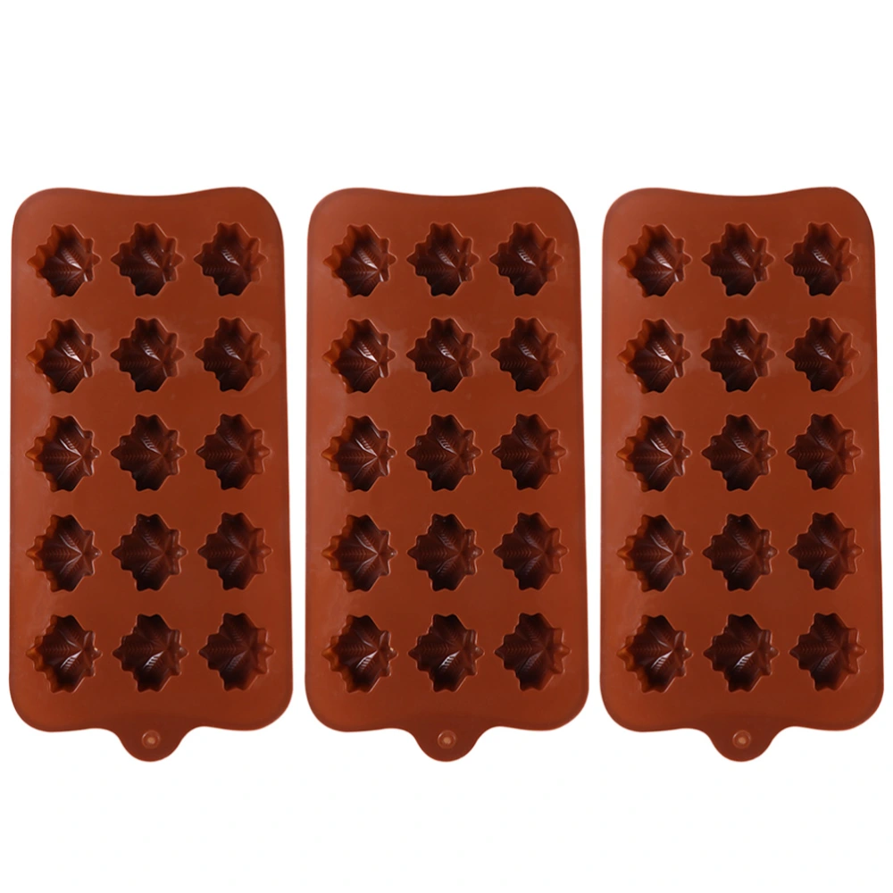 3pcs Maple Leaf Chocolate Dessert Baking Molds Silicone Molds (Random Color)