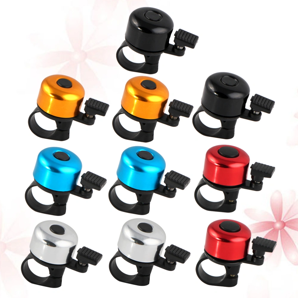 10pcs Miniature Bike Bell Loud Bell Prcatical Melodious Road Bike Thumb Bell Accessory (Black Red Blue Golden and Silver 2pcs for Each)