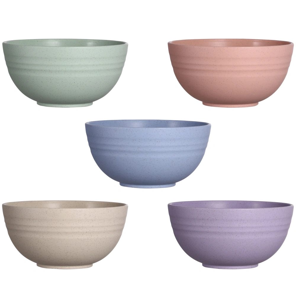 Hemoton 5pcs 12cm Wheat Straw Salad Bowls Unbreakable Mixing Bowls Reusable Dishwasher & Microwave Safe Soup Bowls for Home Kitchen Restaurant