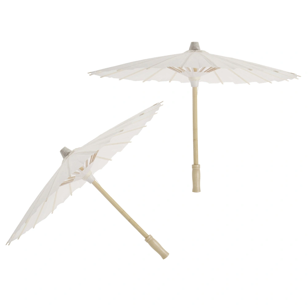 4pcs White Paper Parasol Umbrella Chinese Japanese Paper Umbrella Wedding Decoration (Diameter 30cm, Randoim Umbrella Handle Style)