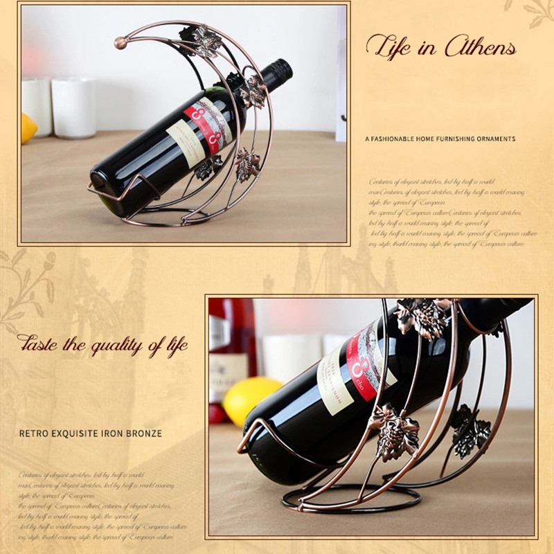 Vintage Style Wine Holder Stand Moon Design Wine Rack Pretty Ornaments Home Accessories (Bronze)