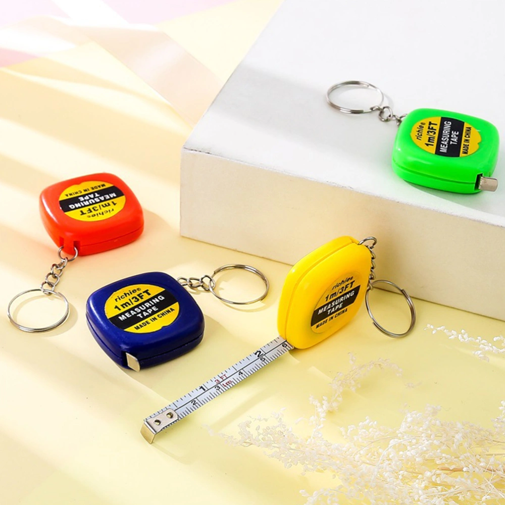 24PCS Small Retractable Tape Measure Pendant Portable Square High Precision Tape Measure with Key Ring (Assorted Color)